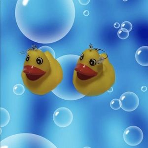 Handmade yellow rubber duck earrings!